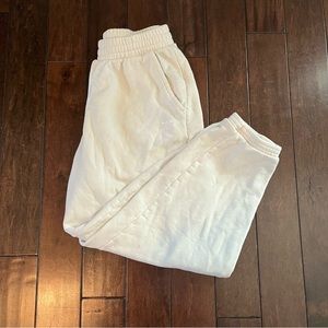 ADIDAS White Cinched Waist Sweat Pants